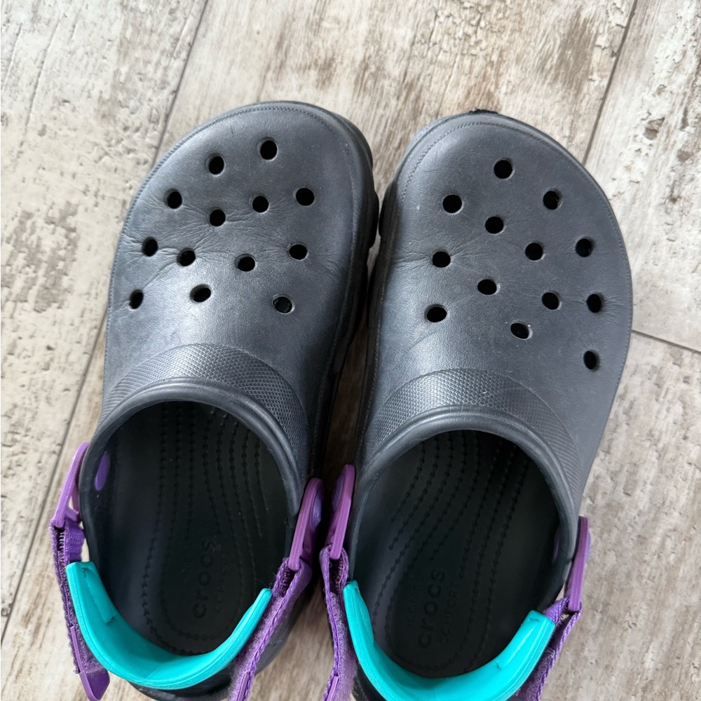 Crocs Black and Purple Clogs